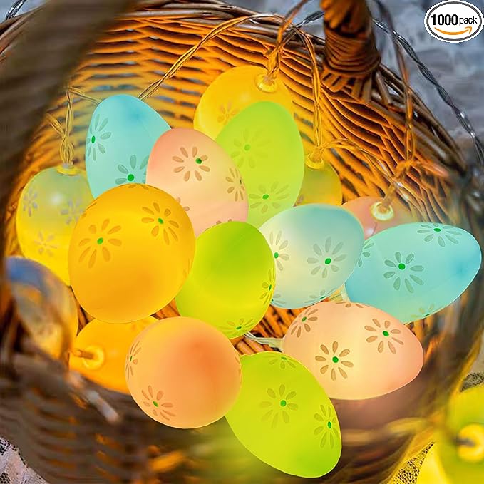 ITICdecor Easter Day Light Egg String Lights Battery Operated with Timer 5.4Ft 10LED Fairy String Lights for Easter Decor Indoor Bedroom Patio Spring Theme Party Decor
