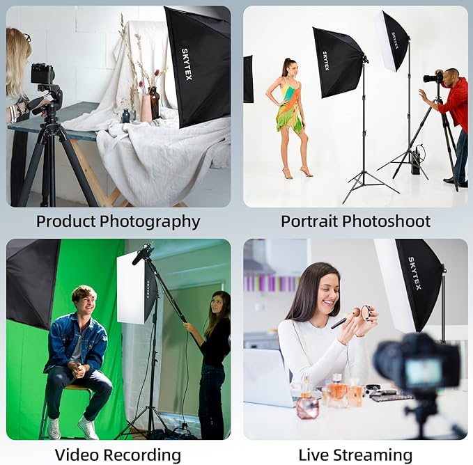 Skytex Softbox Lighting Kit(2Pack), 20x28in Soft Box | 85W 2700-6400K E27 LED Bulb Continuous Photography Lighting, Photo Studio Lights Equipment for Camera Shooting, Video Recording