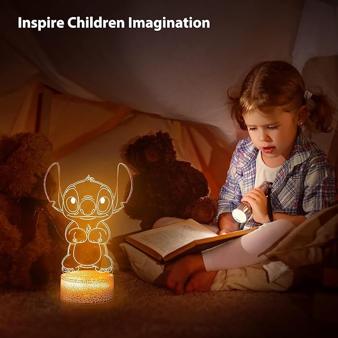 Hoofun Stitch Night Light with Timer & Memory,【2025 New Upgraded】 16 Color Changing LED Lamp,Touch & Remote Control, Stitch Gifts for Girls, Kids, Boys,Cute Bedroom Decor for Birthday Christmas Party