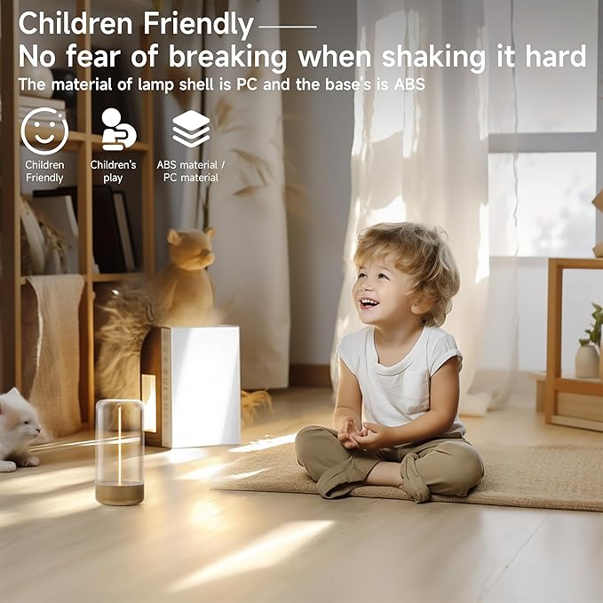 AUGE LIGHT Mini Minimalist Table Lamp Cordless Desk Lamp Rechargeable Modern Night Lights Portable Nightstand Lamps Unique Ambient Light Mood Lighting for Halloween Bedroom, Beside, Nursery(Golden)