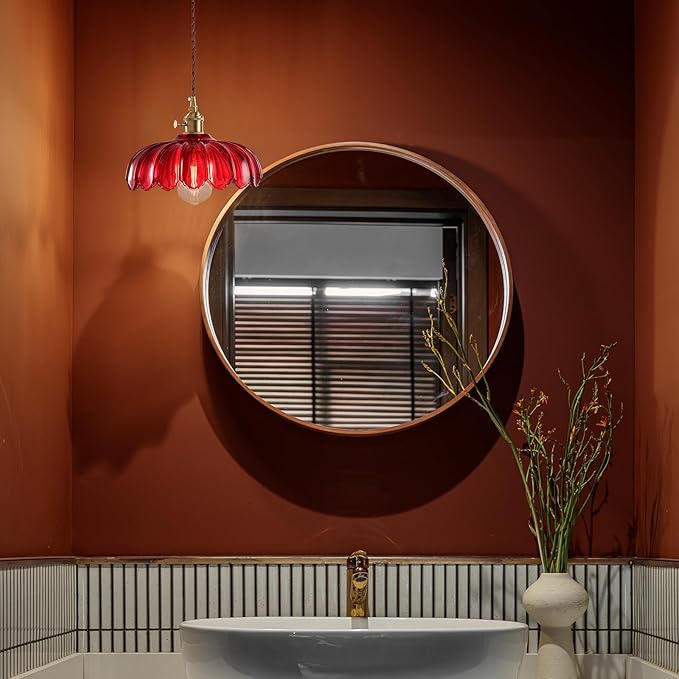 Plug in Pendant Light: Hanging Light Plug in Red Glass Hanging Lamp, Pendant Lighting for Kitchen Island, Bedroom, Dining Room, Living Room, E26 No Bulb