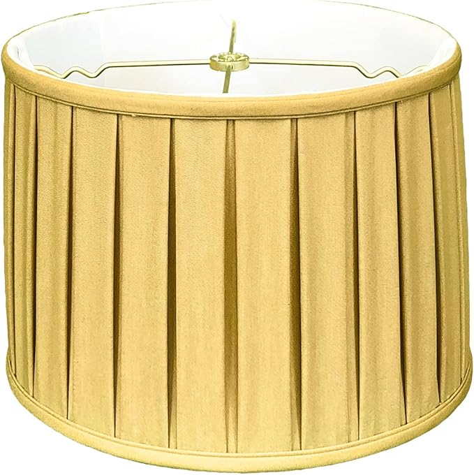 Royal Designs Shallow Drum English Box Pleat Basic Lamp Shade, Antique Gold, 15" x 16" x 10" (BS-748-16AGL)