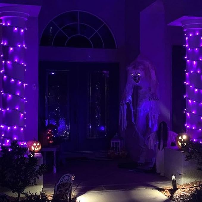 TW SHINE Halloween Lights, 200 LED 66FT Outdoor Halloween Light Plug in with 8 Modes, Waterproof Christmas Lights Outdoor, Indoor Decorations for Party Yard Haunted House Decor, Purple