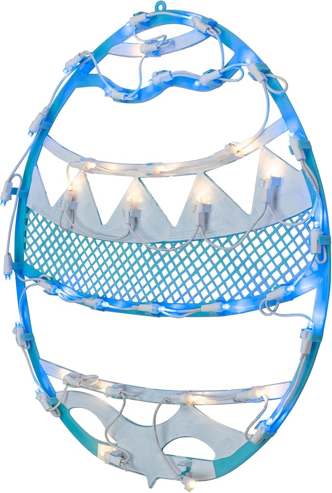 LED Lighted Easter Egg Spring Window Decoration - 17" - Blue
