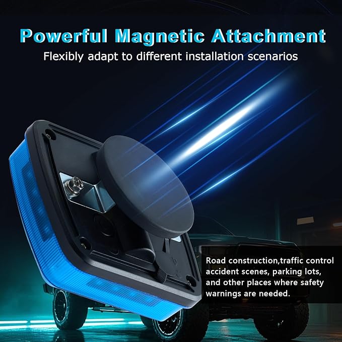 Wireless LED Road Flares for Emergency,Rechargeable Safety Flashing Lights for Vehicles,Portable Strobe Light Magnetic Emergency Strobe Light Kit for Trucks(Blue)