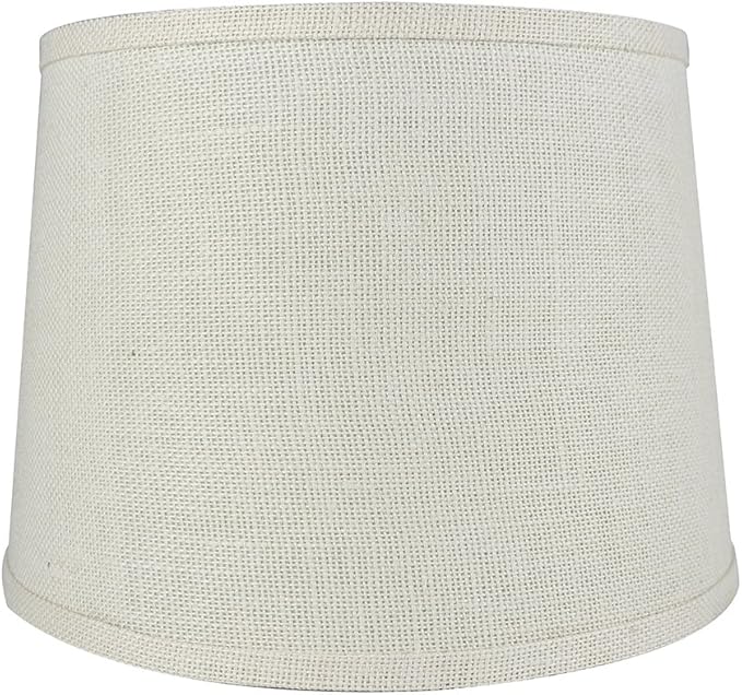 Urbanest French Drum Lampshade, Burlap, 12-inch by 14-inch by 10-inch, Off White, Spider Washer Fitter