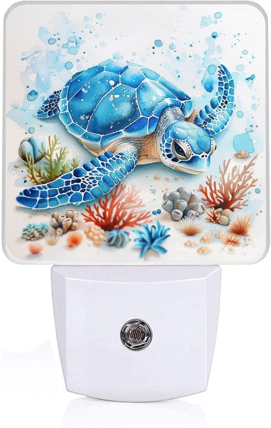 Sea Turtle Night Light,Plug-in Night Lights with Dusk-to-Dawn Sensor for Bedroom,Bathroom and Living Room Sleep Friendly lamp 0.5w