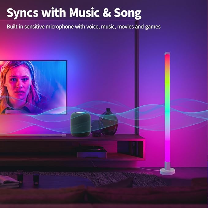 2 Pack DIY Corner Floor Lamp, RGB Corner Lamp 59 in (150 CM) with Remote Control, LED Smart Standing lamp Light with Music Sync, 16 Million Colors, Idea for Bedroom/Living Room/Game Room
