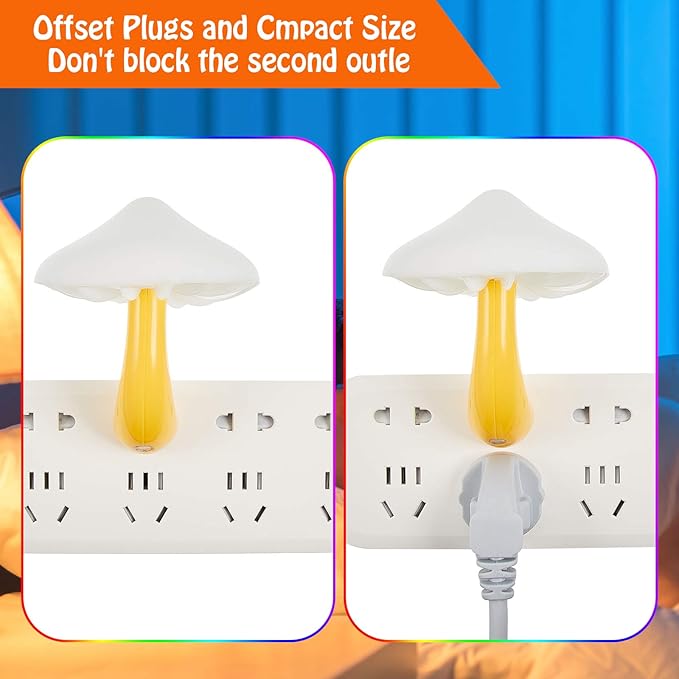Honoson 4 Pieces Mushroom Night Light LED Night Light Plug in Lamp 7 Color Magic Mini Pretty Mushroom Shaped Lamp Adults(Colorful Light with White Cover)