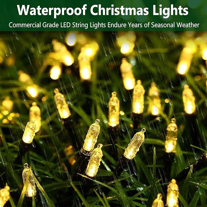 Christmas Lights - Battery Operated String Lights 50 Count Clear LED Mini Lights 8 Modes Mini Light Set with Timer for Xmas Tree Wreath Party Indoor Outdoor Decor, Waterproof, Warm White