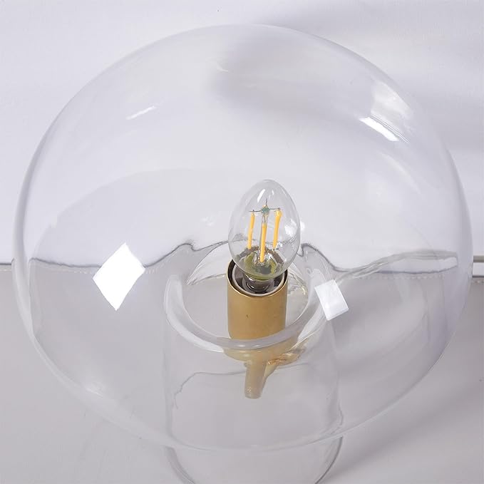 Urban Lifestyle Clear Mushroom Lamp,12" Glass Novelty Table Light, Plug-in Retro Decor for Bedroom, Living Room, Dorm
