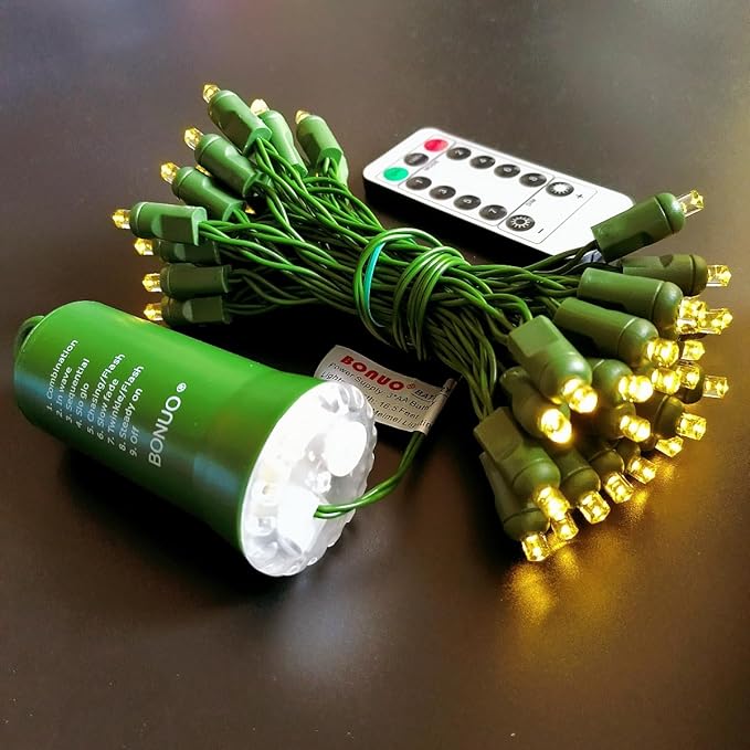 Battery Operated Christmas Lights, 16FT 50 LED 5mm Wide Angle String Lights with Remote Timer 8 Modes Waterproof for Indoor Outdoor Tree Garden Wreath Xmas Decor (Warm White)