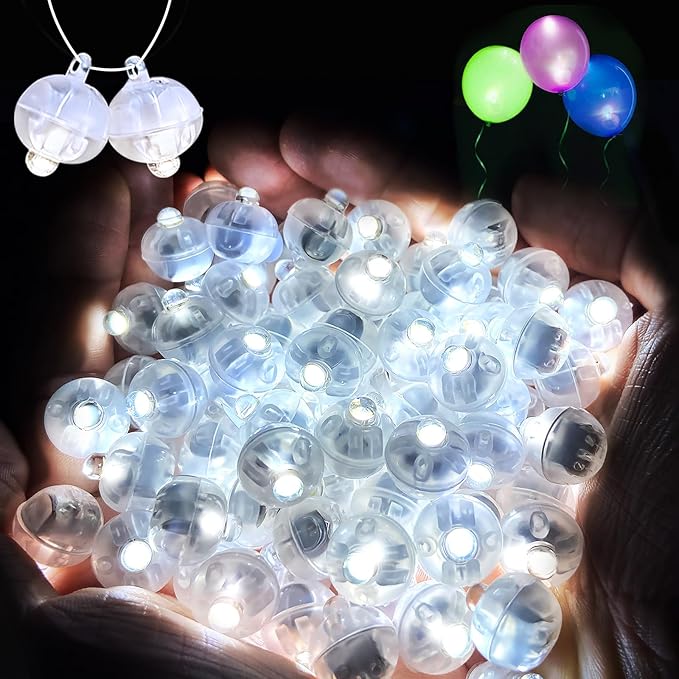 200Pcs Mini Led Lights with Hooks,Led Balloons Light for Party Decorations, Paper Lantern, Easter Eggs, Birthday Party, Halloween Christmas Decoration (Glow steadily White)