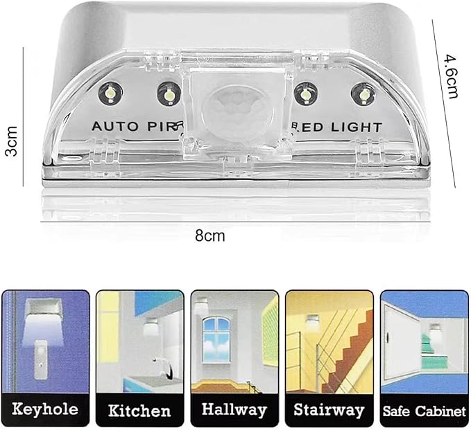 Door Light, Keyhole Light with Auto Sensor Motion Detector, LED Night Light for Bathroom, Kids Room, Kitchen, Bedroom, Stairway(Silver)