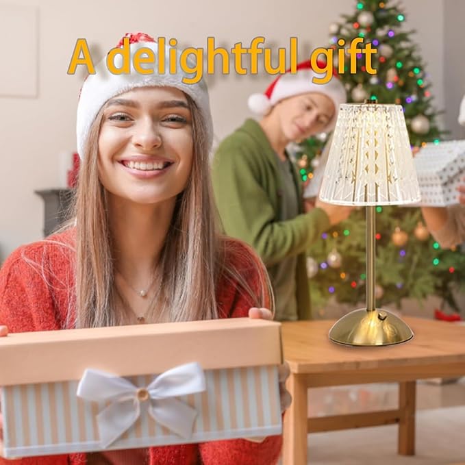 2 Pack Crystal Table Lamp, 5000mAh Rechargeable Battery Lamp with Touch Control, 3 Color Temperatures, Dimmable Brightness, Matte Aluminum Light for Bedroom/Bar/Kitchen/Outdoor, Home Décor