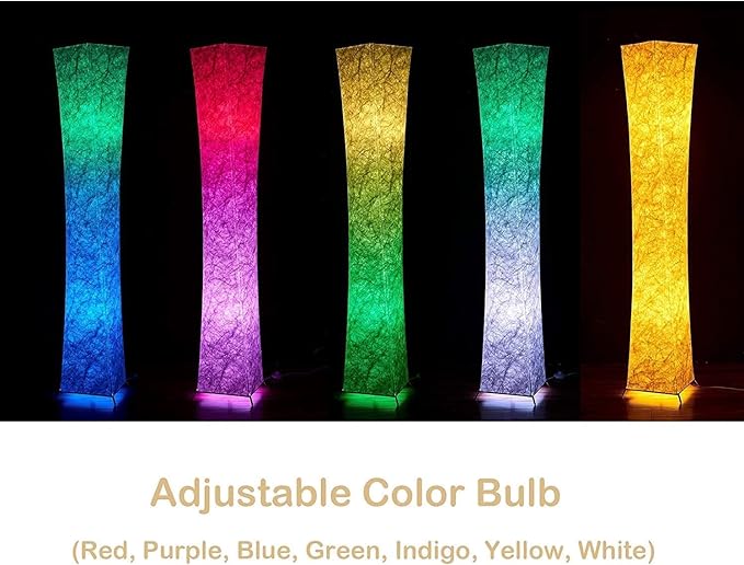 LEONC Floor Lamp with Remote, Tuya Smart 9w×2 Bulbs Included, 61" Smart Modern Floor Lamp with Alexa, Music Sync and 16 Million DIY Colors, RGB Color Changing Standing Lamp for Bedroom Living Room