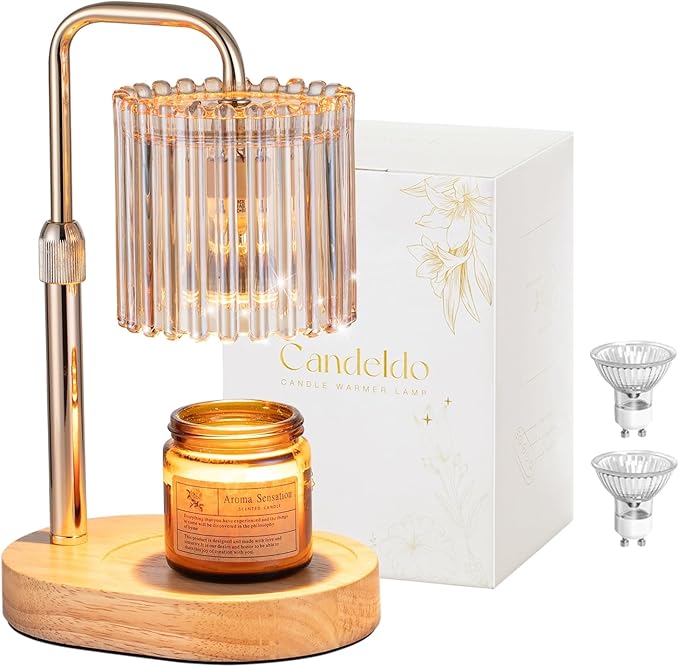 Candle Warmer Lamp with Timer: Gold Candle Warming Lamp Height Adjustable Wax Melt Warmer Dimmable Modern Farmhouse New Home Bedroom Decor Mothers Day Housewarming Gift for Women