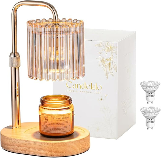 Candle Warmer Lamp with Timer: Gold Candle Warming Lamp Height Adjustable Wax Melt Warmer Dimmable Modern Farmhouse New Home Bedroom Decor Mothers Day Housewarming Gift for Women
