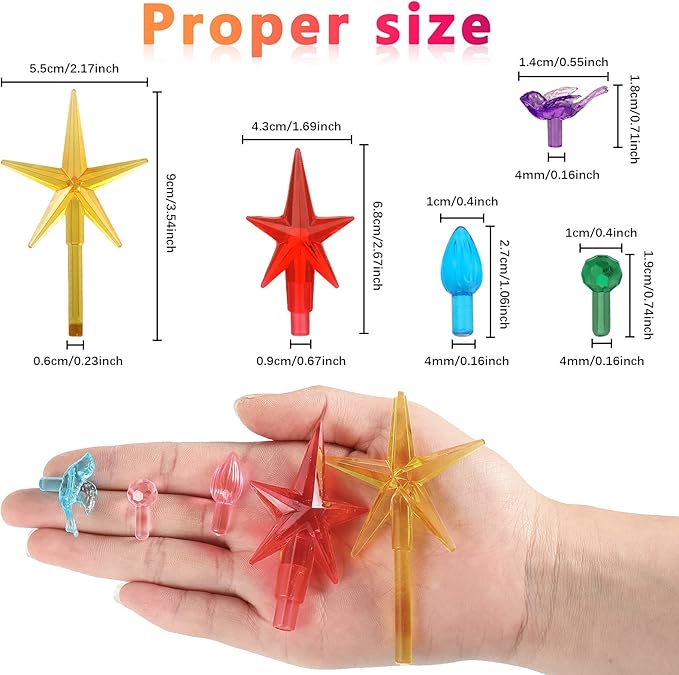 Riakrum 186 Pcs Ceramic Christmas Tree Replacement Bulb Set Globe Bird Stars for Lights Ornaments(Multi Color)