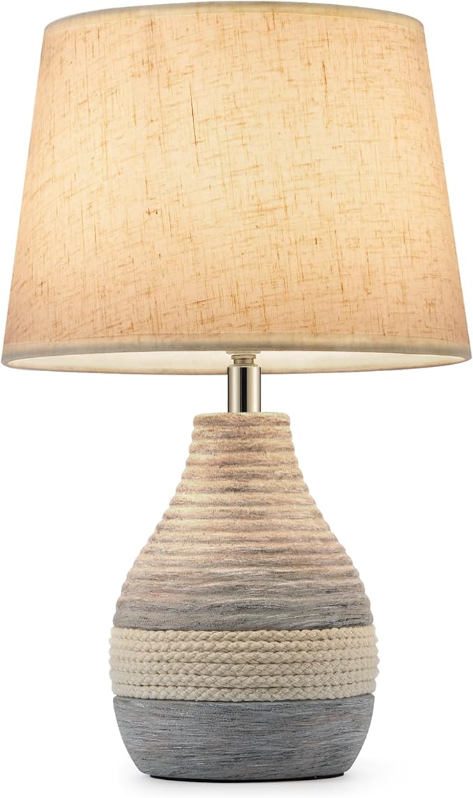 13" H Small Rechargeable Cordless Ceramic Table Lamp with Remote – RGB, Warm White Light, Timer, Dimmer – Battery Operated Lamp with Linen Shade for Patio, Bedroom, Living Room, Dining Table