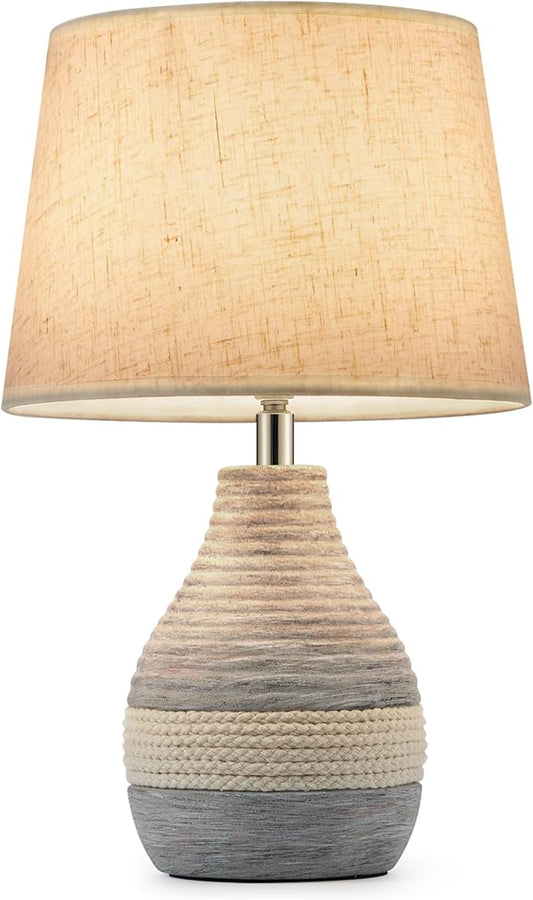 13" H Small Rechargeable Cordless Ceramic Table Lamp with Remote – RGB, Warm White Light, Timer, Dimmer – Battery Operated Lamp with Linen Shade for Patio, Bedroom, Living Room, Dining Table