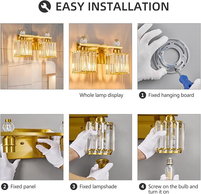 Gold Bathroom Vanity Lights Crystal Vanity Light Bathroom Lighting Fixtures 2 Light Modern Vanity Lighting Fixtures