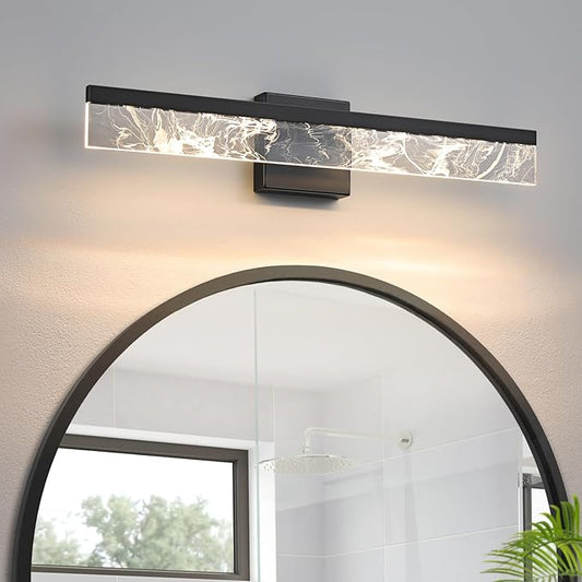 Modern Bathroom Light Fixtures Over Mirror - 24 Inch Black Vanity Light Bar 18W 3000K Dimmable LED Vanity Lighting Fixtures for Restroom Mirror