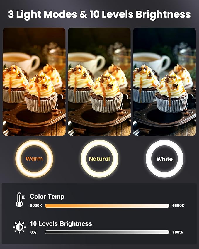 Ring Light with Stand Tripod for iPhone – Evershop 10” Overhead Camera Mount, 70.8” Tall Adjustable Selfie Light with Phone Holder for Video Recording, Photography, Streaming, TikTok, YouTube