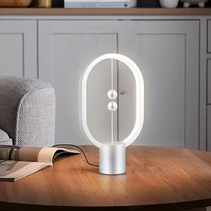Magnetic Lamp - USB-Powered LED Table Lamp with Floating Design - Perfect for Home, Office, Dormitory, Hotel and Living Room(Silver)