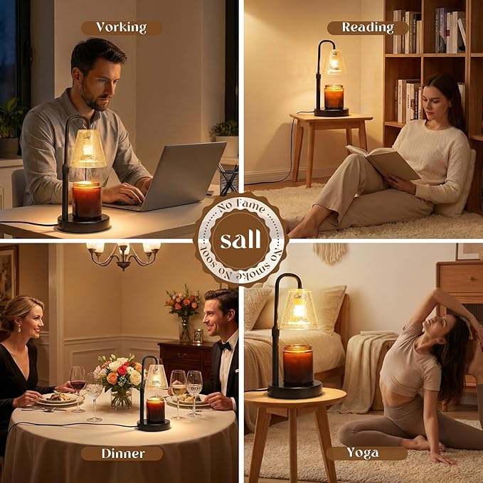 Glimra Candle Warmer Lamp with Timer,Dimmable Candle lamp for Jar Candles,Adjustable Wax Melts Warmer Birthday Gifts,for Mom Women Friend Sister,Office Apartment Dorm Room Home Decor Black