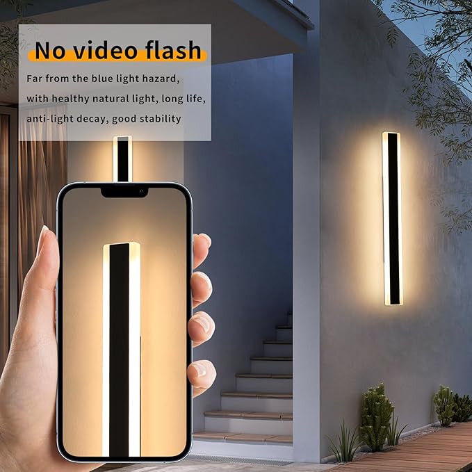 Mikeru 2pack 39inch Outdoor Wall Light Fixtures, 10%-100% Dimmable Outdoor Wall Lights Exterior Front Porch Light 3000-6000k Wall Mounted Led Lighting for Basement, Shop,Garage Lighting