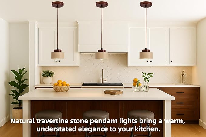Wabi Sabi Natural Stone and Wood Pendant Light,4.7Inch Small Hanging Pendant Lamp,Modern Vintage Rustic Minimalist Fixture for Bedroom, Dining Room, Kitchen Island, Cafe, Hallway (Solid Wood, PCS, 1)