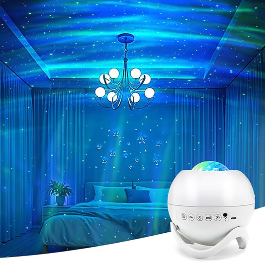 Star Projector Galaxy Projector for Bedroom, White Noise Bluetooth Speaker Northern Lights Projector, Suitable Gaming, Home Theater, Adult, Christmas Mood Night Light