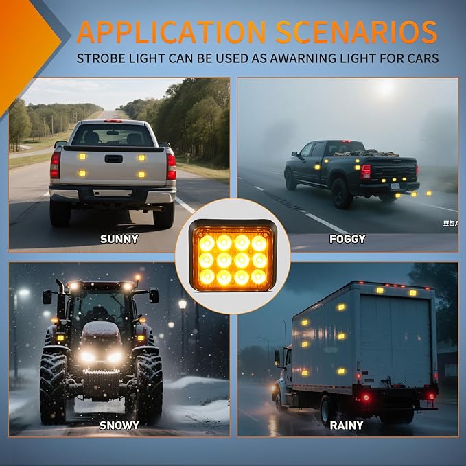 Nilight 12LED Magnetic Wireless Trailer Lights 2PCS Rechargeable Portable Hazard Beacon Warning Light Amber and White Emergency Strobe Light for Trucks Trailers Vehicles Cars Bus Surface Mount