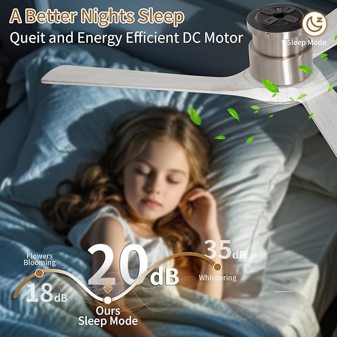 52Inch Ceiling Fan with Lights Remote Control,Flush Mount Ceiling Fan with Noiseless Reversible DC Motor with 6-Speed and Timer for Bedroom,Living Room,Home Office,Brushed Nickel