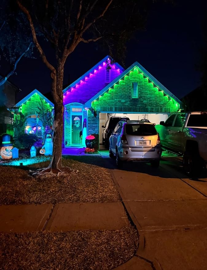 50FT Permanent Outdoor Lights -RGB Eaves Lights with App Control Remote,DIY Scene Modes IP67 Waterproof Outside LED Light for Christmas, Holiday, Daily, House Roof Eternity Lighting