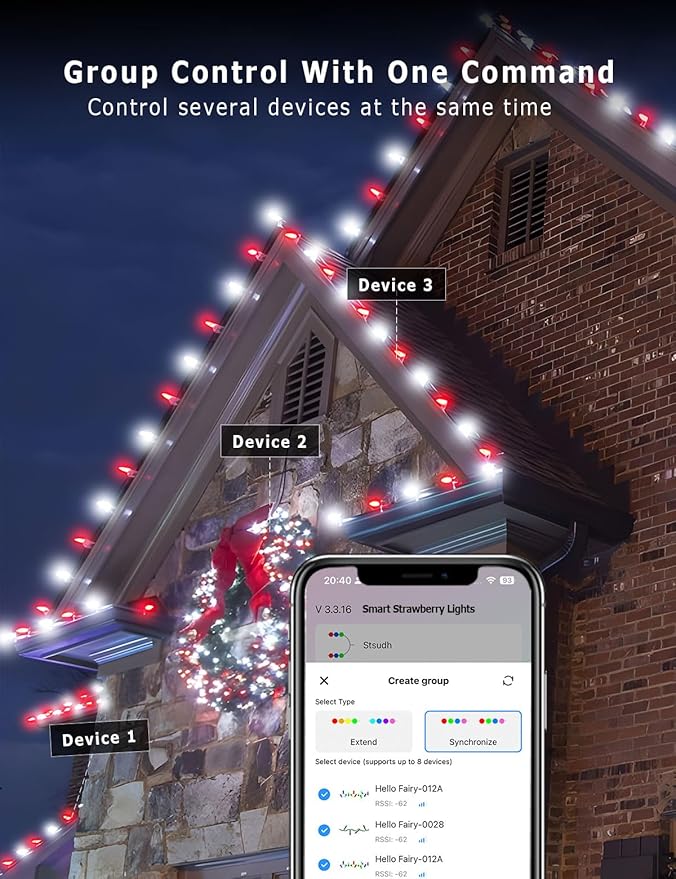 HIITEN RGB C9 Christmas Lights Outdoor 118ft 150LEDs, DIY Chasing Effects Smart LED Christmas Lights, Bluetooth APP Remote Controlled Extendable Color Changing String Lights with Timer Music Sync