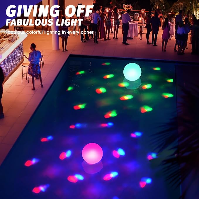 Floating Pool Lights, 6 Inch Light Up Pool Balls with Underwater Lights Show, Color Changing LED Pool Light That Float, IP68 Waterproof Floating Light for Pool, Party, Pond - 1pcs