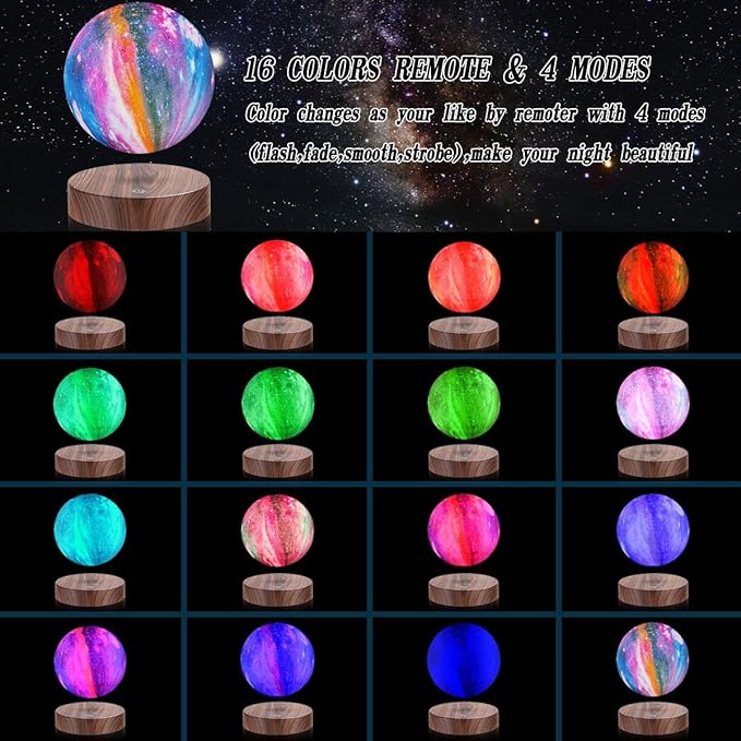VGAzer Floating Moon Lamp -3D Galaxy Levitation Moon Light,Magnetic LED Night Lights for Girls Boys Kids Women Birthday Graduation Gifts