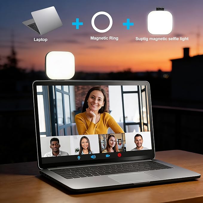 Suptig Magnetic Selfie Light, Selfie Light Phone Light Compatible for iPhone Magsafe, RGB 360° LED Selfie Ring Fill Light with Mirror for Selfies/Photography/Vlog/TikTok/Video Conference