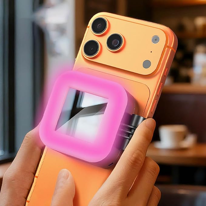 Magnetic Selfie Light Foldable Phone Night with Mirror Rechargeable RGB LED Fill Light Disco Party Mode Portable Ring Light for iPhone Magsafe for Selfies/Photography/TikTok/Zoom Calls