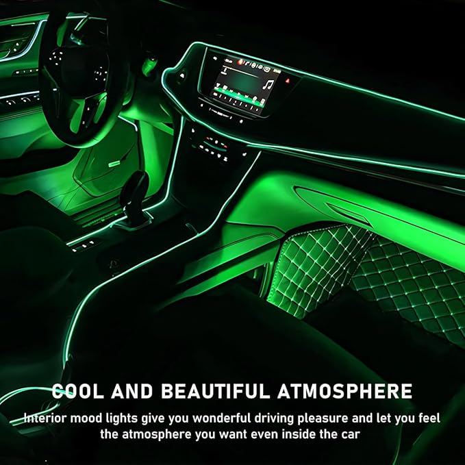 Car LED Strip Light, 24 LED RGB Auto Interior Atmosphere Lights, USB Vehicle Under Dash Ambient Night Light Strip, Interior Decorative Lamp Lighting Kit Car Accessories (Green)