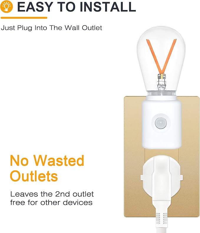 LED Amber Night Light Plug in, Motion Sensor Night Light for Kids, V-Type 2200K Nightlight, Motion Activated Night Lights for Bathroom, Hallway, Home Decoration, 1-Pack