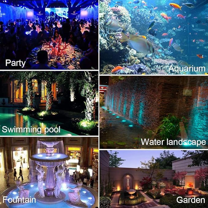 SHOYO Fountain Lights Colored with Timer, Pond Lights Underwater Submersible Memory Dimmable IP68 Waterproof Spotlights for Outdoor Garden Yard Lawn Water Pond Fountain, 8 in Set