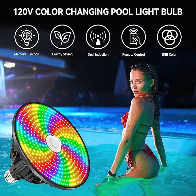 CEDIO 90W Pool Lights for Inground Pool, 120V Led Pool Light Bulb for Inground Pool, RGB Color Pool Lights with Remote Control, E26/E27 Replacement for Pentair Hayward Fixture