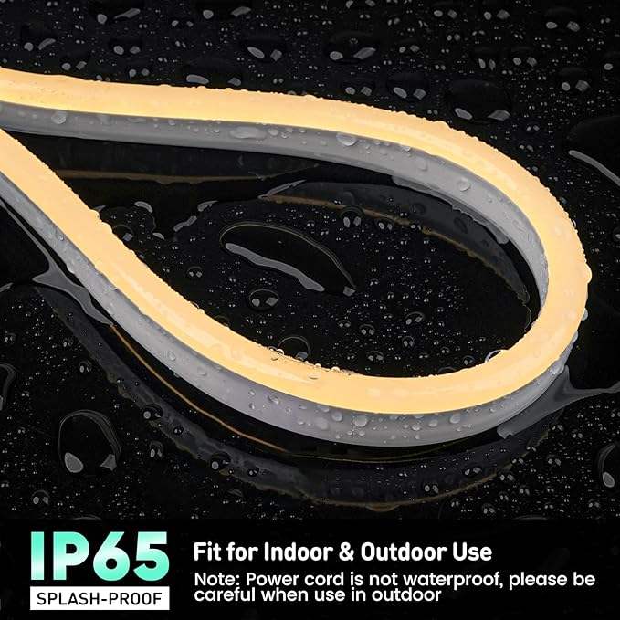 GZBtech Flexible LED Neon Rope Lights 66FT,AC 110-120V Waterproof Strip Light, 120 LEDs/M Cuttable Connectable Neon Lighting for Indoor Outdoor Home Decor/Commercial Use-Warm White 20M, ETL Listed