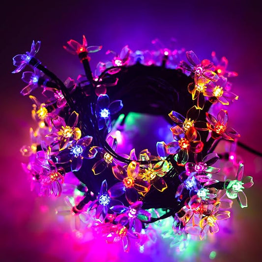 Easter Pastel Flower String Lights Indoor Bedroom Decorations, 33ft 100 LED USB Plug-in Fairy Cute Cherry Blossom Froal Lamp for Patio, Garden Party, Christmas, Birthday Decor (Multicolored)