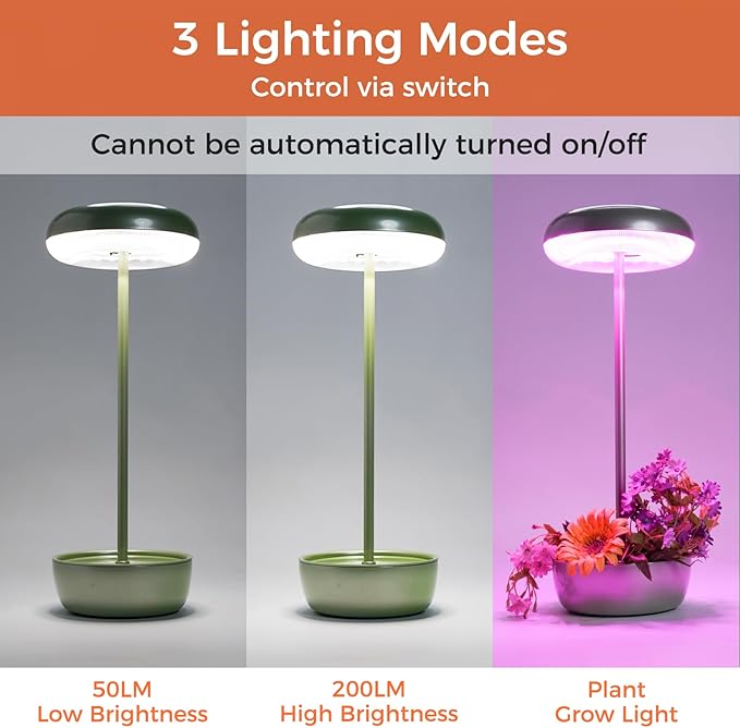 Solar Yard Outdoor Table Lamp, Cordless USB Solar Table Lamp for Patio Water Resistant, 3 Lighting Modes Solar Desk Lamp for Garden Outside Patio Bedroom Living Room, Green