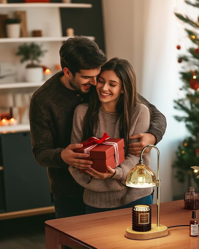 Candle Warmer Lamp, Wax Melt Warmer with Timer Dimmer, Height Adjustable, Amber Lampshade, Includes 2 Bulbs, Birthday Gifts for Women, Mom, Christmas, Housewarming