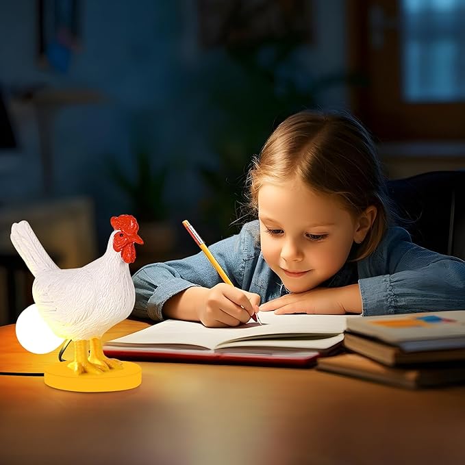 Chicken Egg Lamp, Funny Chicken Butt Night Light with Egg, Lifelike Rooster Lamp with Bulb, 3D Chicken Lights for Easter, Christmas, Birthdays Various Festivals Gift- White